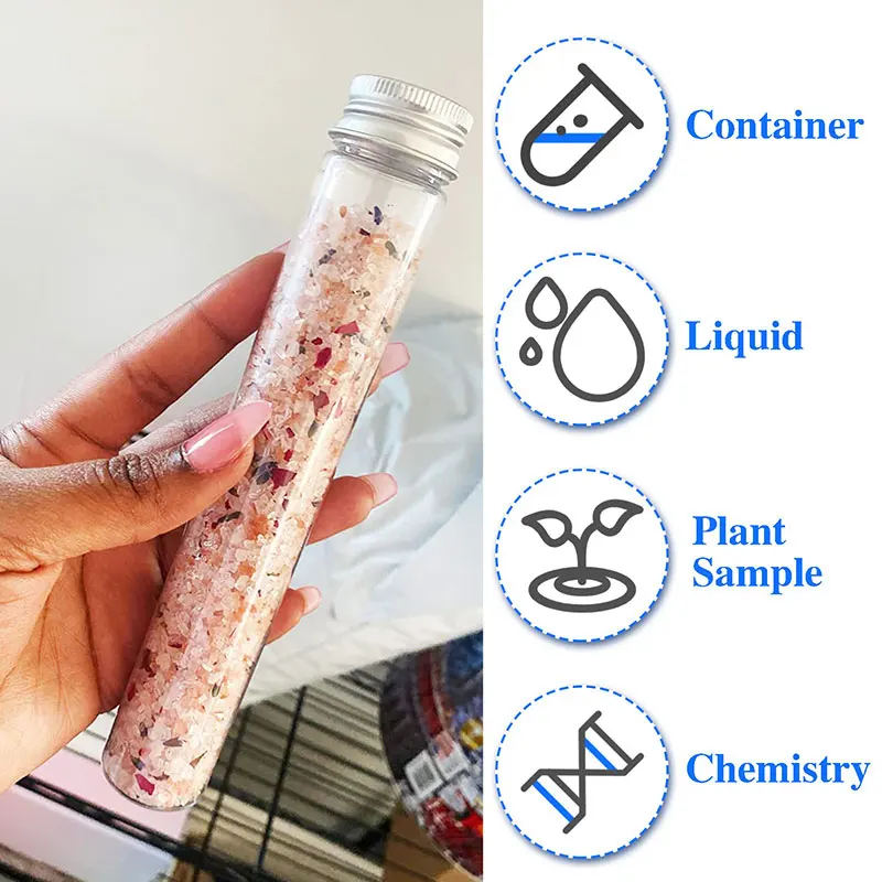 60Pcs Lab 40ml PET Test Tube Bottle Transparent Cylindrical Plastic Refillable Bottle For Mask Candy Data Line 25*140mm