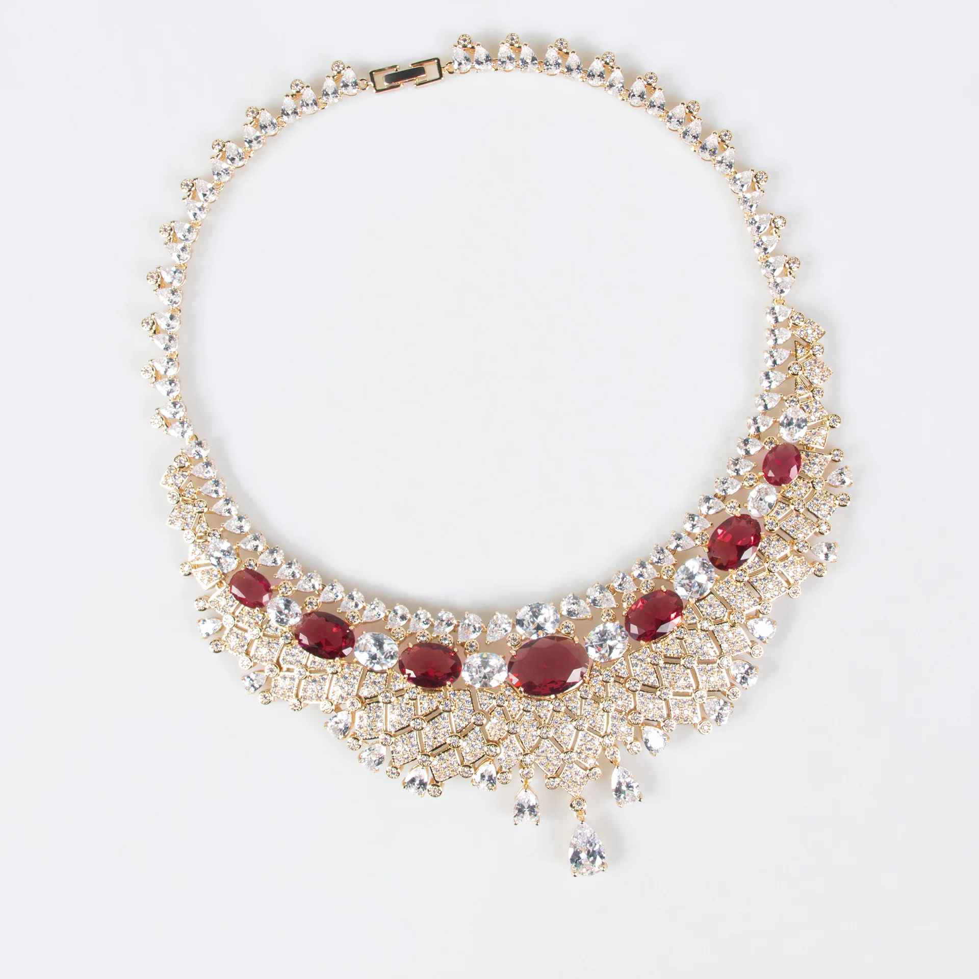 

Grand Luxe Fashion Dazzling Zircon Jewelry Evening Gown Necklace & Earring Set