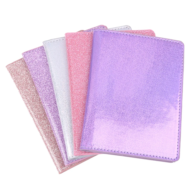 Glitter Sequin Passport Cover PU Leather Card Holder Women Men Case Wallet for Business Travel Document Credit Card Organizer