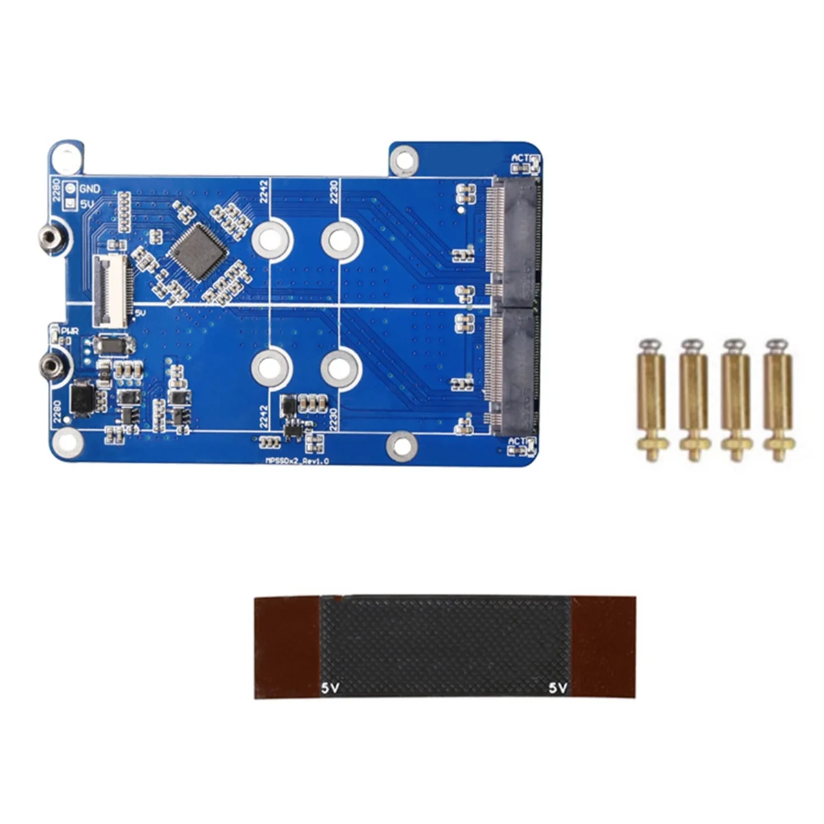 MPS2280D สําหรับ Raspberry Pi 5 PCIE to M.2 Dual NVME SSD หมวกรองรับ 2280/2242/2230