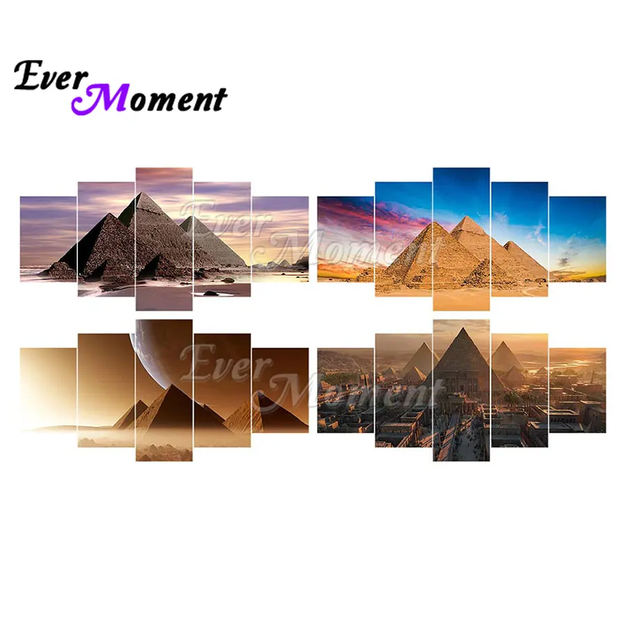 Ever Moment Diamond Painting 5 Panels Poster Full Square Resin Drill Wall Art Decoration Handmade Multi-picture Kits 1M028