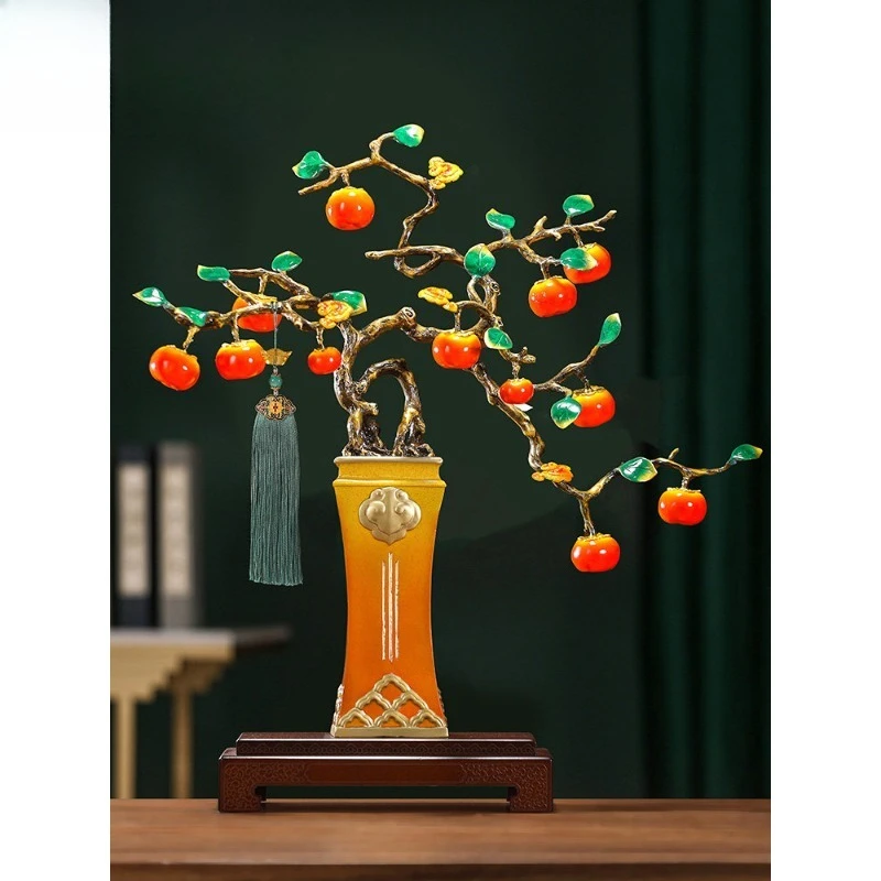 

Brass persimmon Ruyi bonsai ornament home living room entrance decoration