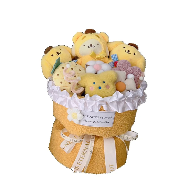 PomPomPurin Anime Kawaii Sanrio Ins moda cumpleaños muñeca encantadora regalos de flores para niñas lindos ramos regalos creativos para niños