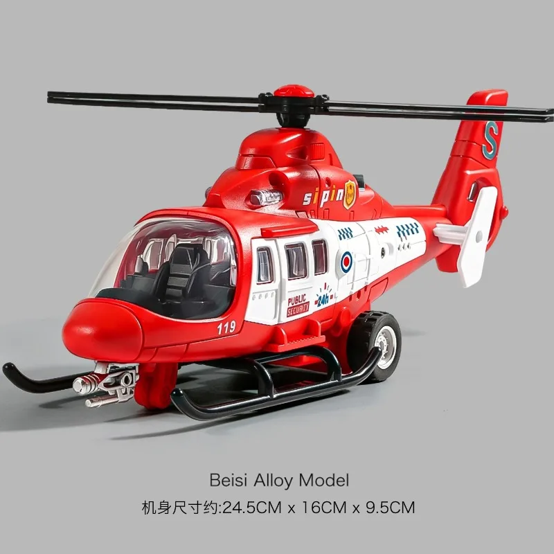 alloy helicopter model diecast rescue aircraft toy with sound effect rotor practical gift for hobby collection desktop display - view 4