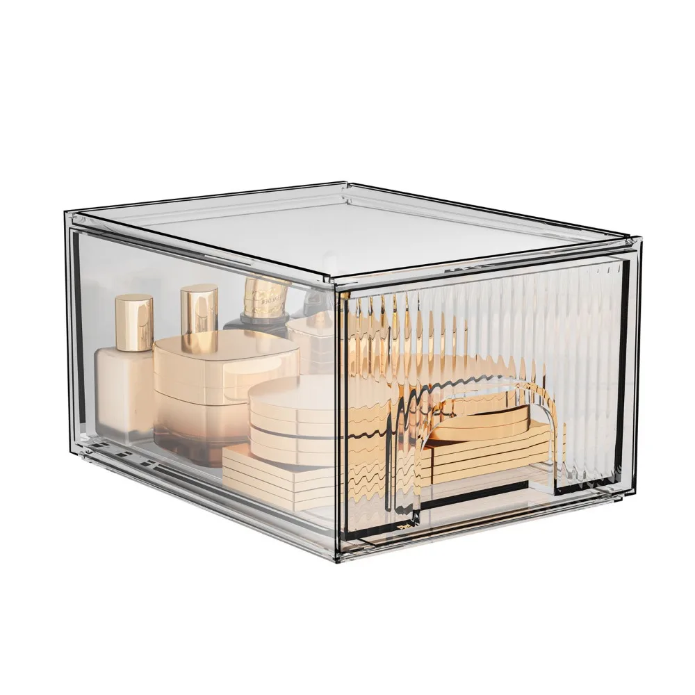 

Acrylic Drawer Type Storage Box Dustproof Large Capacity Lipstick Mask Storage Rack Transparent Stackable
