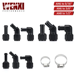 Female AN6 AN8 Swivel Barb Fittings Adapter 0 45 90 Degree Quick Connect Aluminum Elbow Adapter Swivel Hose Fitting Black