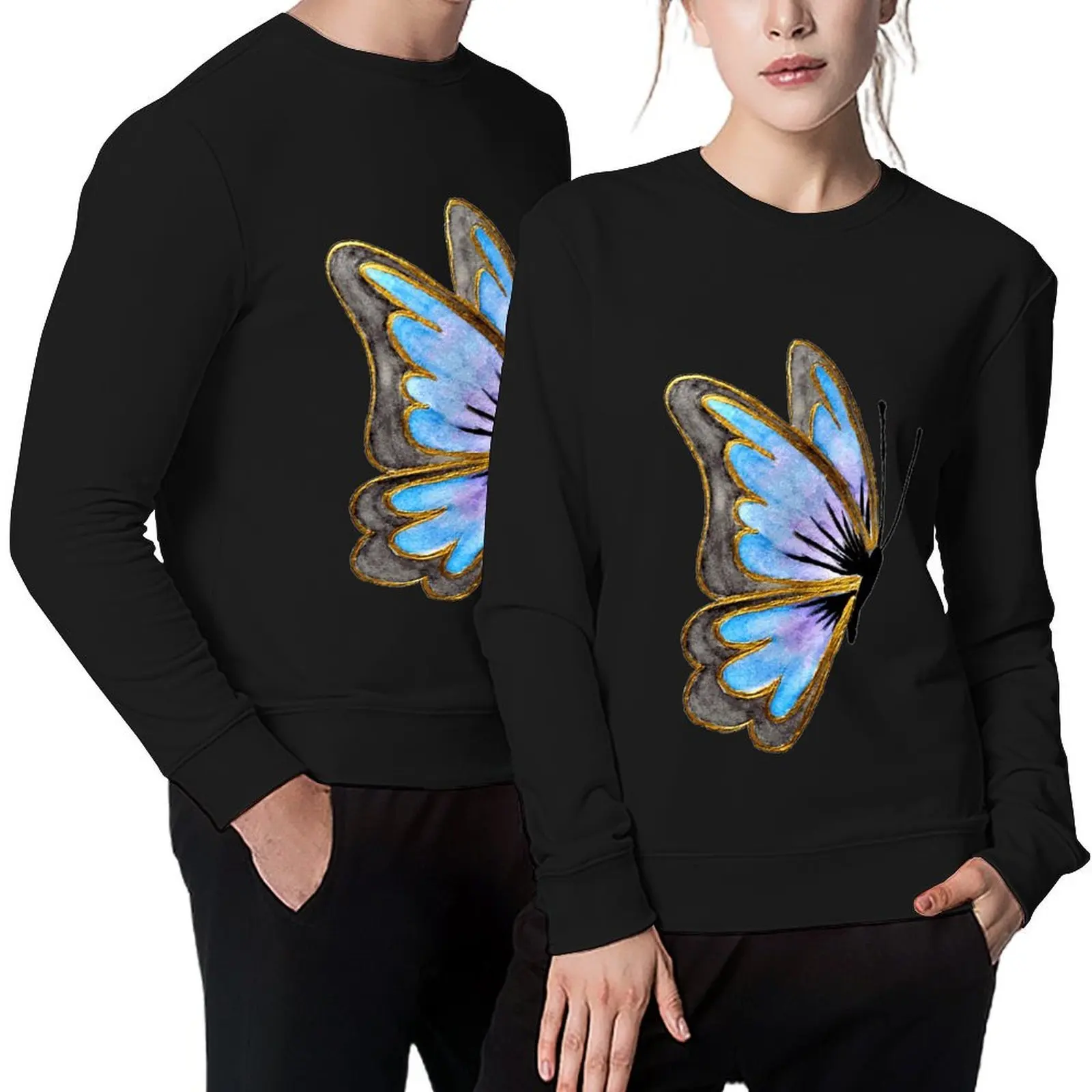 

The Beautiful Butterfly Gold Trim-Cute Colorful Butterflies Pullover men wear autumn autumn sweatshirt