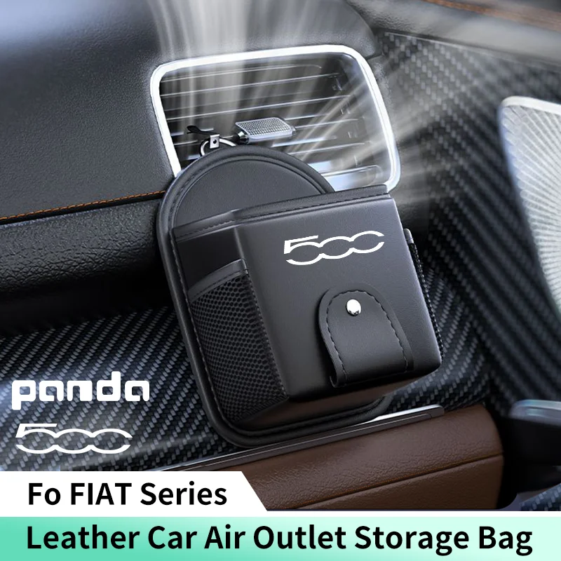 Car Air Vent Outlet Storage For Fiat 500 Panda Coss4x4 500C Abarth 695 Auto Interior Phone Holder Pocket Organizer Hanging Bag