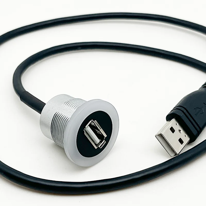 USB connector socket  Car Dash Board Mount USB2.0 Female A to Male A circle light with extention cable(60cm,150cm,200cm)