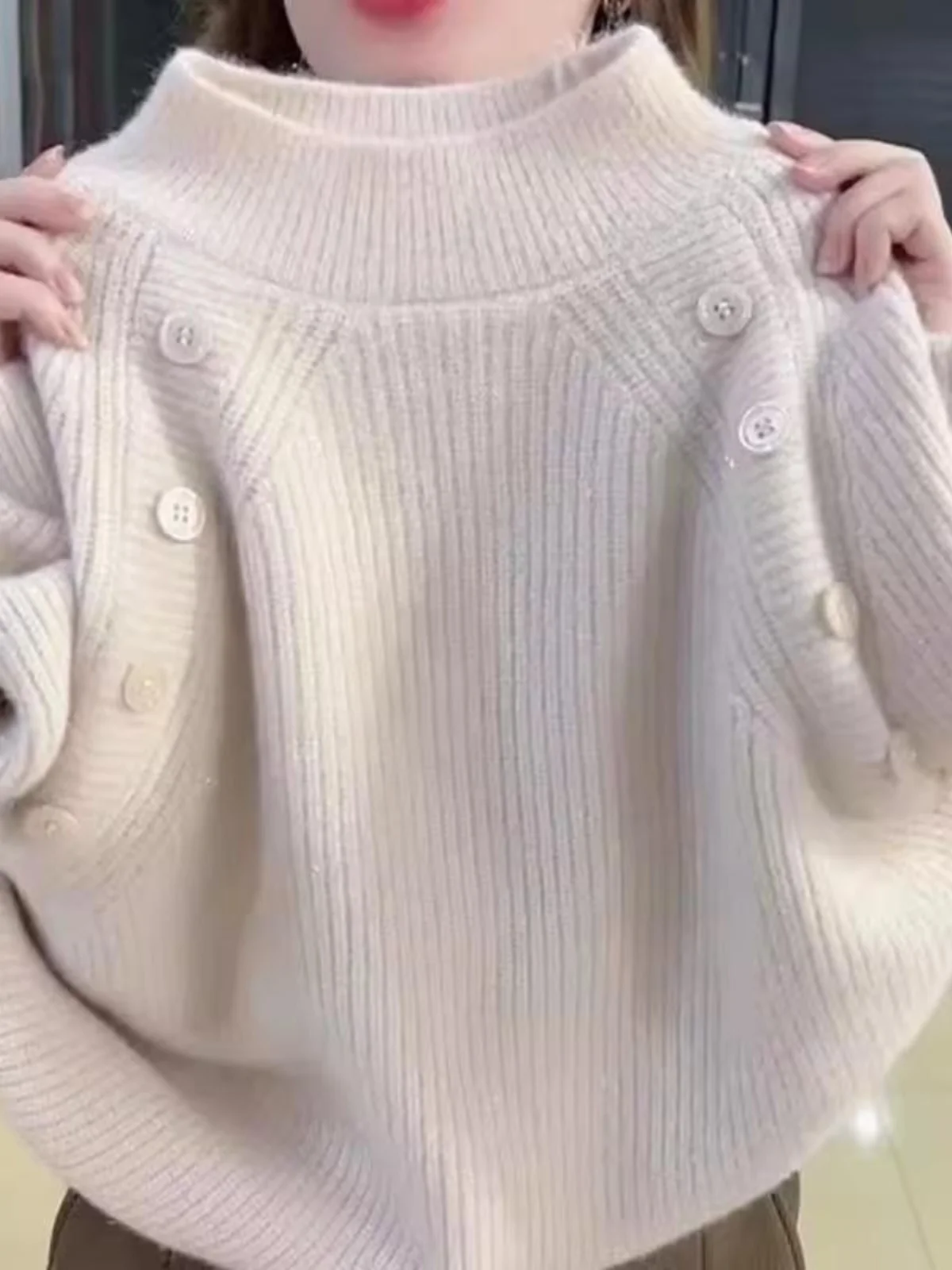 Thiened Warm Base irt Damen runder Ne-Pullover Strickpullover Long Sve Herbst Winter New Sle Inner Wear Vielseitig