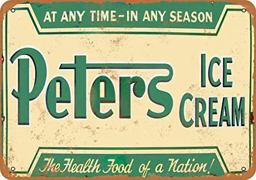  8x12 InchesPeters Ice Cream Vintage Look Metal Sign Home Decor 8x12 Inch