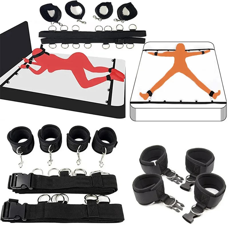 Adults Sex Furniture Bondage Bed Games Erotic Equipment Set Restraints Handcuffs Ankle Cuffs Fetish Bdsm Slave Role Play SM Toys