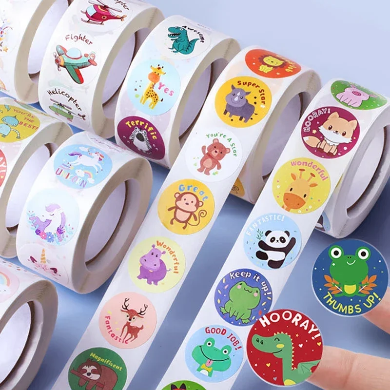 500 Pcs Reward Stickers Motivational Stickers Roll For Kids For School Reward Students Teachers Cute Animals Stickers Labels