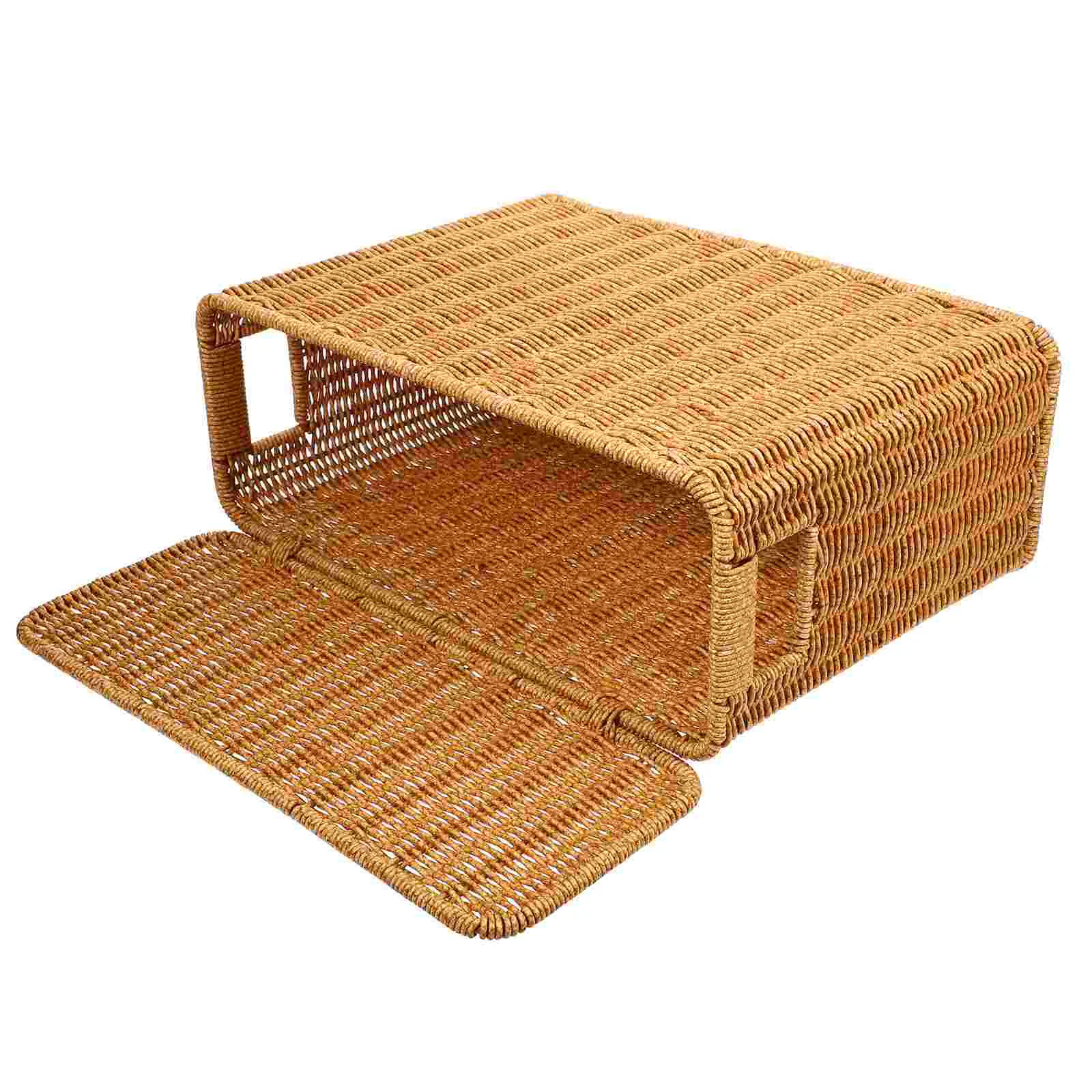 

Narrow and Tall Storage Box with Lid Weave Sundries Basket Organizing Baskets Garbage Can