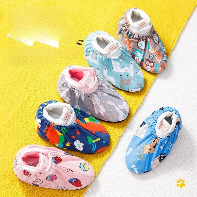 子供用靴カバー-洗える生地-学校コンピューターラボ-屋内滑り止め-小学校漫画防塵フットカバー