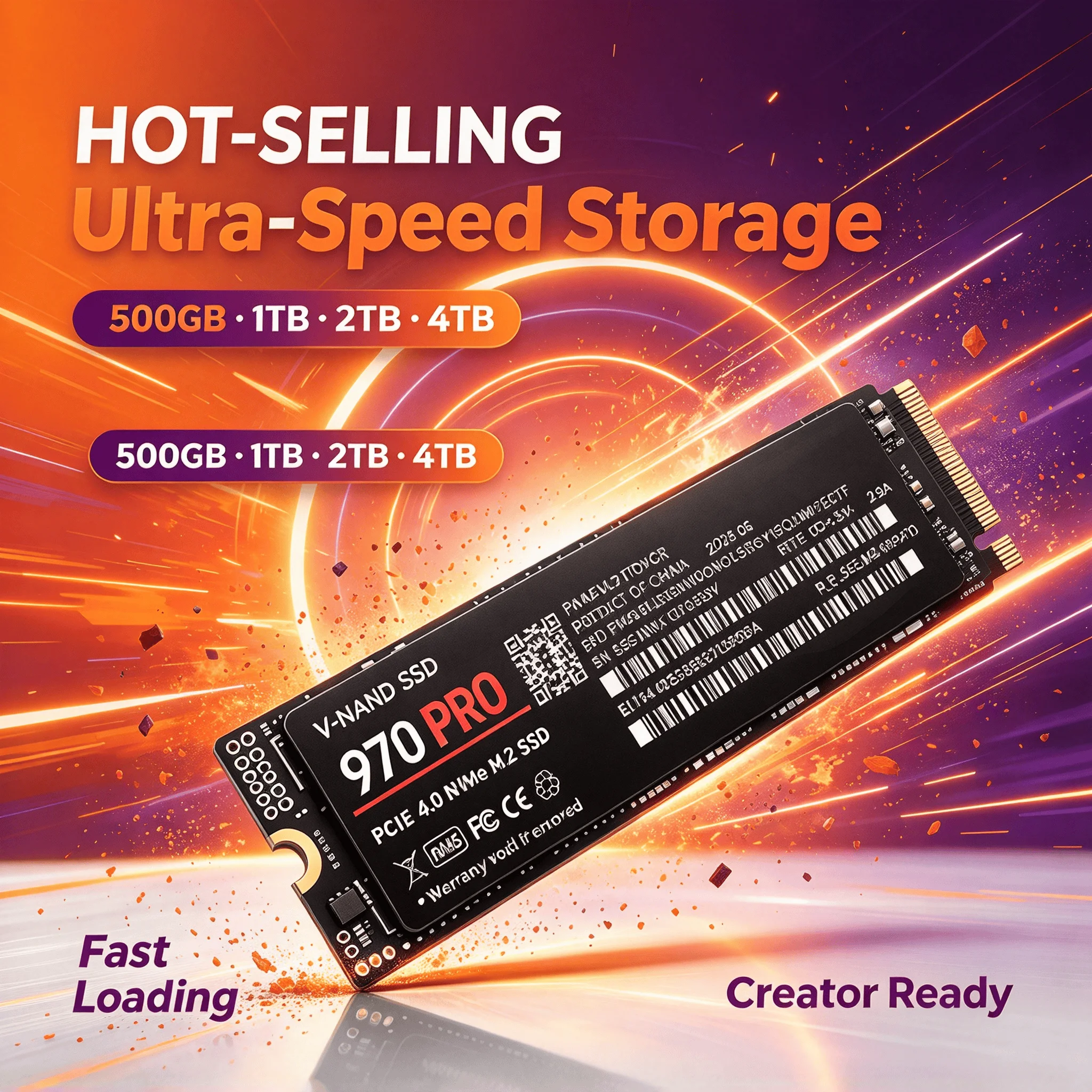 SSD M.2 NVMe 970 PRO 7300MB/s PCIe 4.0x4 500GB 1TB 2TB 4TB Carrega Jogos em Segundos PS5 Laptop Desktop