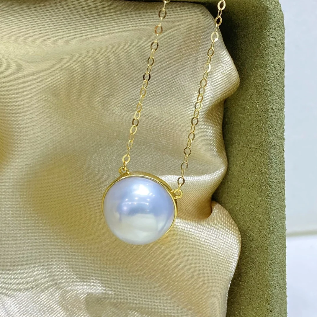 XX2023 Solid 18K Gold Natural Australian Sea Water 10mm White Pearls Pendants Necklaces for Women FIne Pearls Pendants