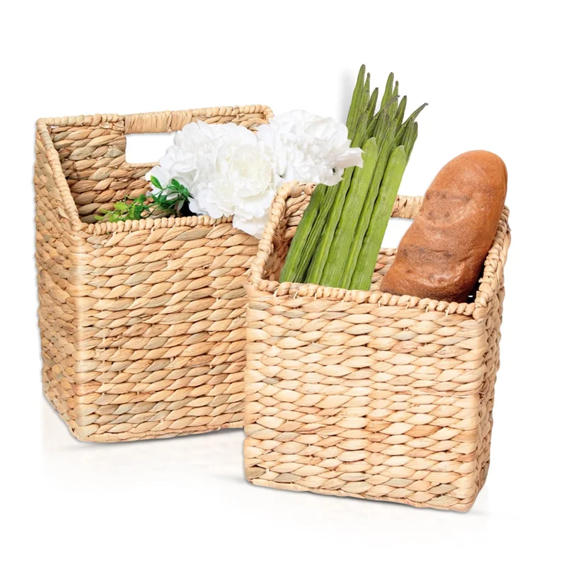 

ABKO-Set Of 2 Hand-Woven Wall Baskets-Hanging Storage Baskets For Post, Documents, Books& Accessories-Fits For Hallway,Kitchen