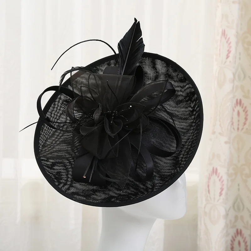 Big Derby Fascinators For Women Elegant  Wedding Chapéu Fascinator de casamento Sinamay Hat Base Millinery Church Hats Ladies