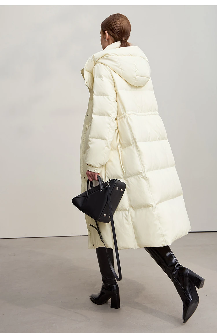 AMII Down Jacket 2025 Winter New Casual Warm Solid Color Hooded Straight Long Down Coat Zipper Long Sleeves Women's Top 12544149