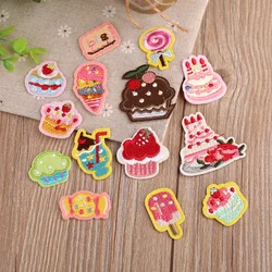 5 Pieces Embroidered Iron on Patches for Kid's Clothes, Cartoon Ice cream, DIY Repair Decoration, Cute Patch, Adhesive Backing