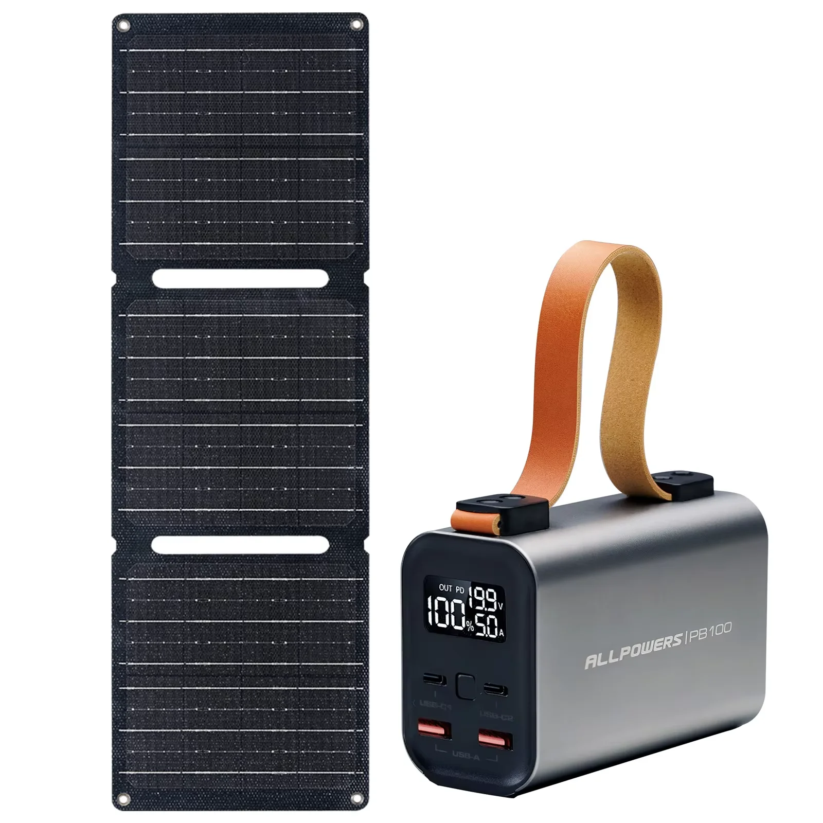 Allpowers pb100 banco de potência portátil 100w carregamento rápido & sp001 21w painel solar dobrável carregador de bateria para portátil telefone acampamento