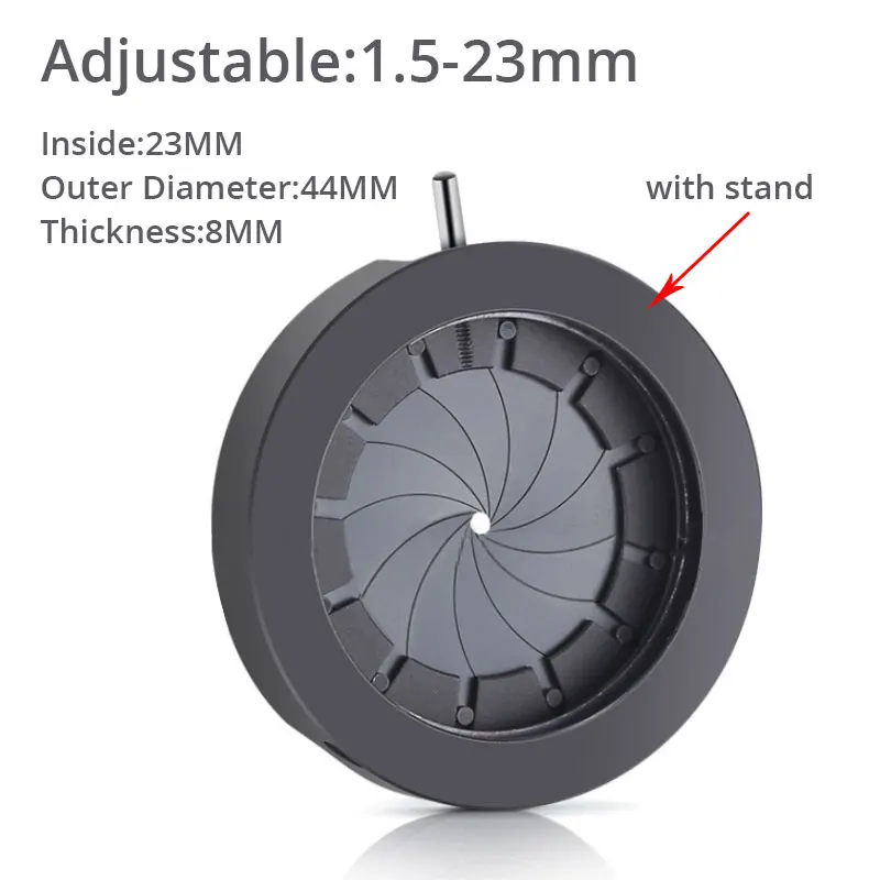 1pc Optical Iris Diaphragm Iris Module 1.5-23mm Adjustable Manual Aperture for Microscope/Camera/Laser