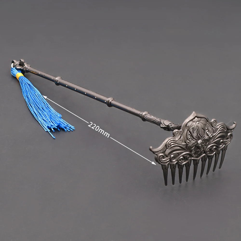 22cm Yojie weapon game surrounding nine-foot Qinjin rake metal weapon model ornaments weapon toys