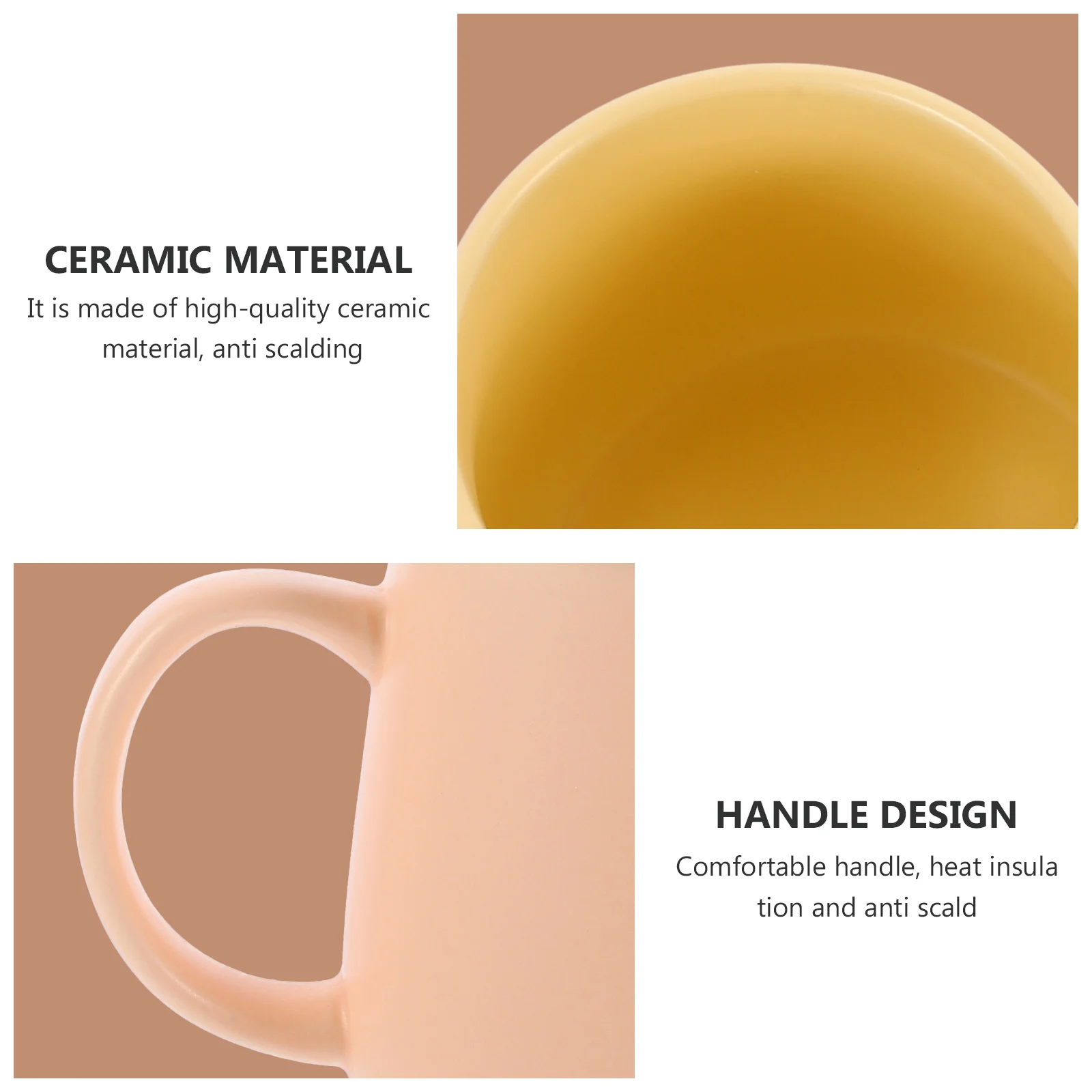 

1Set 450Ml Ceramic Mug with Lid Fresh Simple Design Natural Color Fade Resistant Flat Base Curved Handle for Tea Coffee Juice