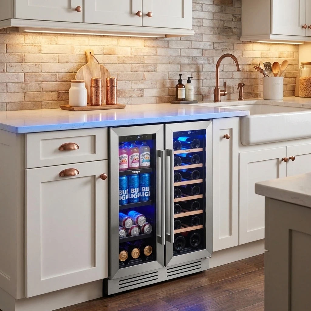 Dual Zone Wine Beverage Cooler 116L 18 Wine Bottles 60 Cans CETL Certified 110‑120V Electronic Temperature Control LED Display Wine Fridge For Home Bar