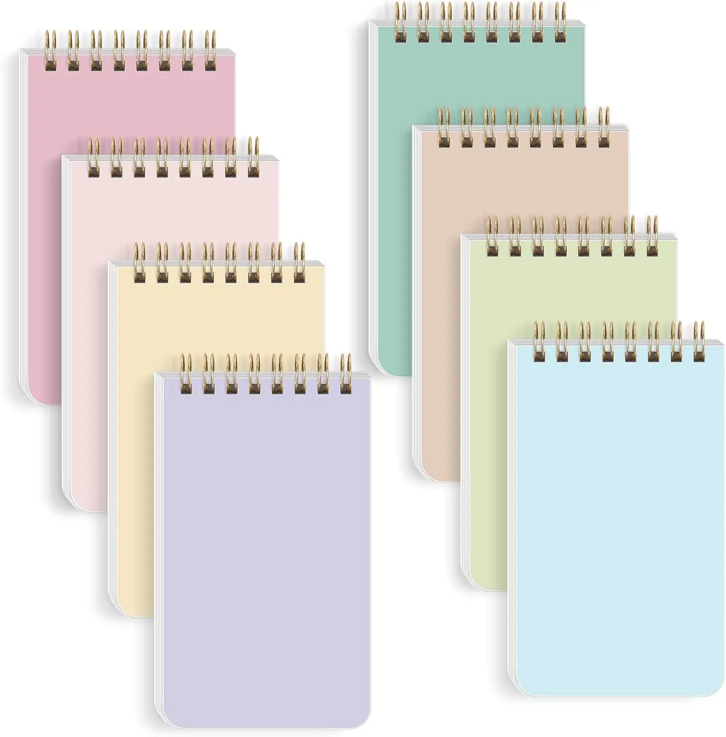 

8 Pack Mini Spiral Notebooks, 3x5 Pocket Notepads with Lined Pages, Pastel Colors, for School Office Supplies