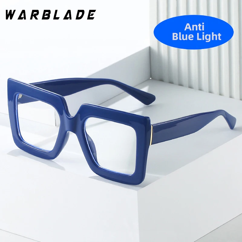 

Square Big Oversized Eyeglass Frames Women Trendy Gradients Transparent Computer Optical Lenses Glasses Anti Blue Lens Eyewear