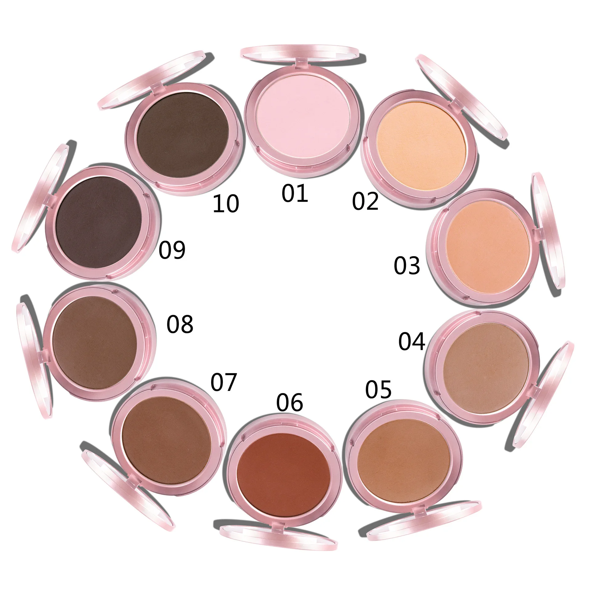Pressed Setting Powder Waterproof Pink Compact Palette Print Logo Setting Makeup Face Oil Control Long-lasting Coverage 10pcs