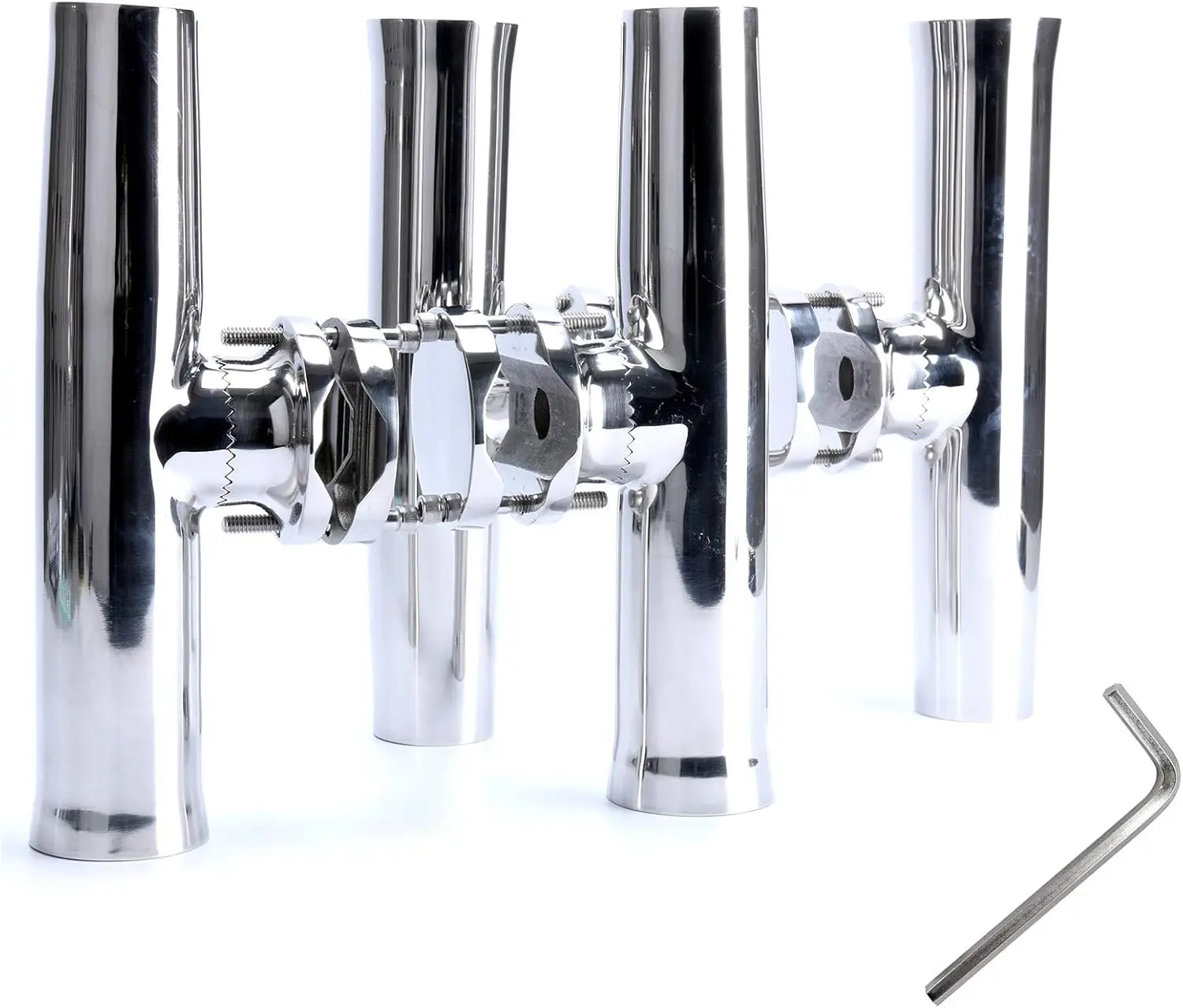 

4-Piece Stainless Steel Fishing Rod Holder Set with Adjustable Rail Mount for 1-1/4" to 2" Rails