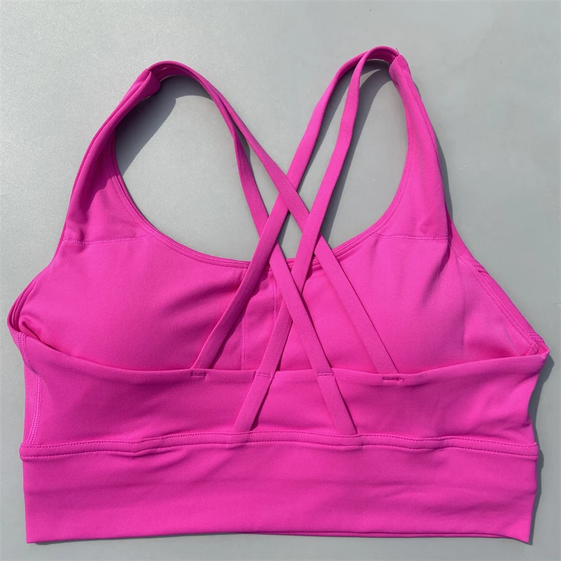 Reggiseno sportivo con spalline incrociate donna palestra sport Top High Support Fitness Bralette Yoga Vest Push Up Running Underwear con pettorina