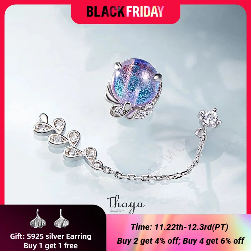 Thaya Provence S925 Silver Earring Fashion Earring Bohemia Zircon Unique Purple Earring for Women Special Design Fine Jewelry