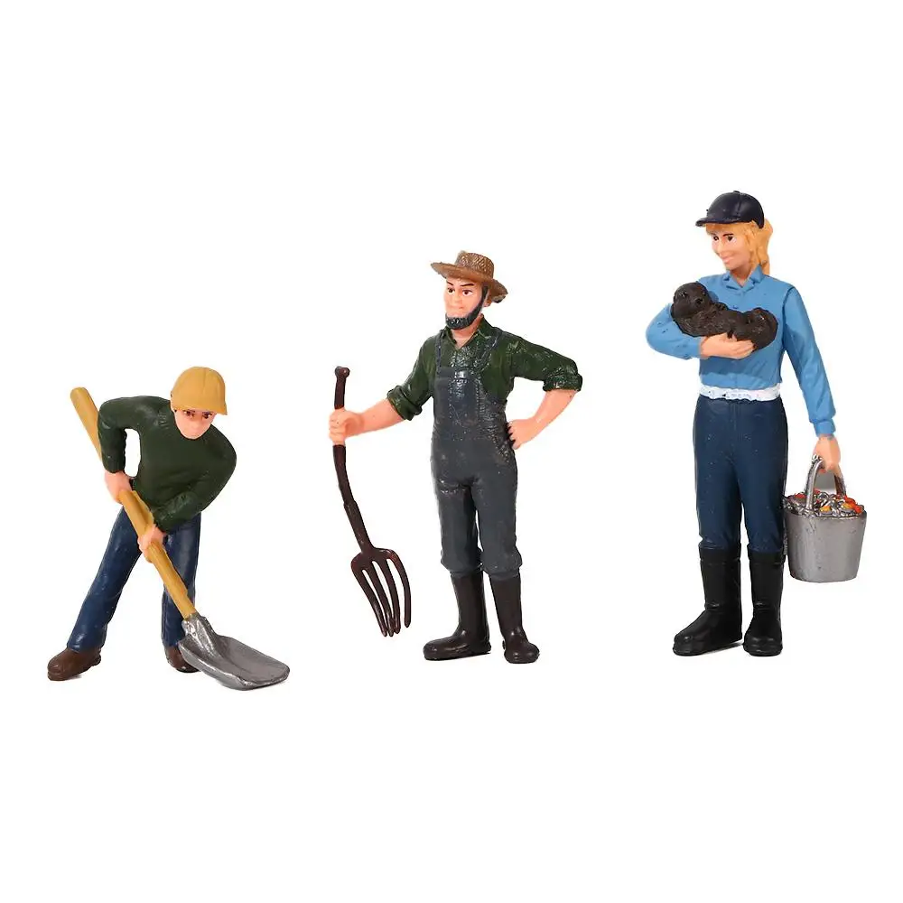 1:25 Farm Human Figurines PVC Farm Animal Farmer Staff Feeder Models Educational Learning Kids Toys Gift DIY Micro Country Decor