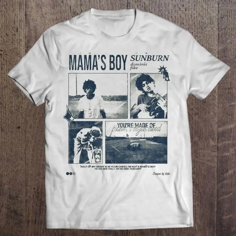 Dominic Fike Mama's Boy Tour Black And White Photos Red Text Gold Logo T-Shirt