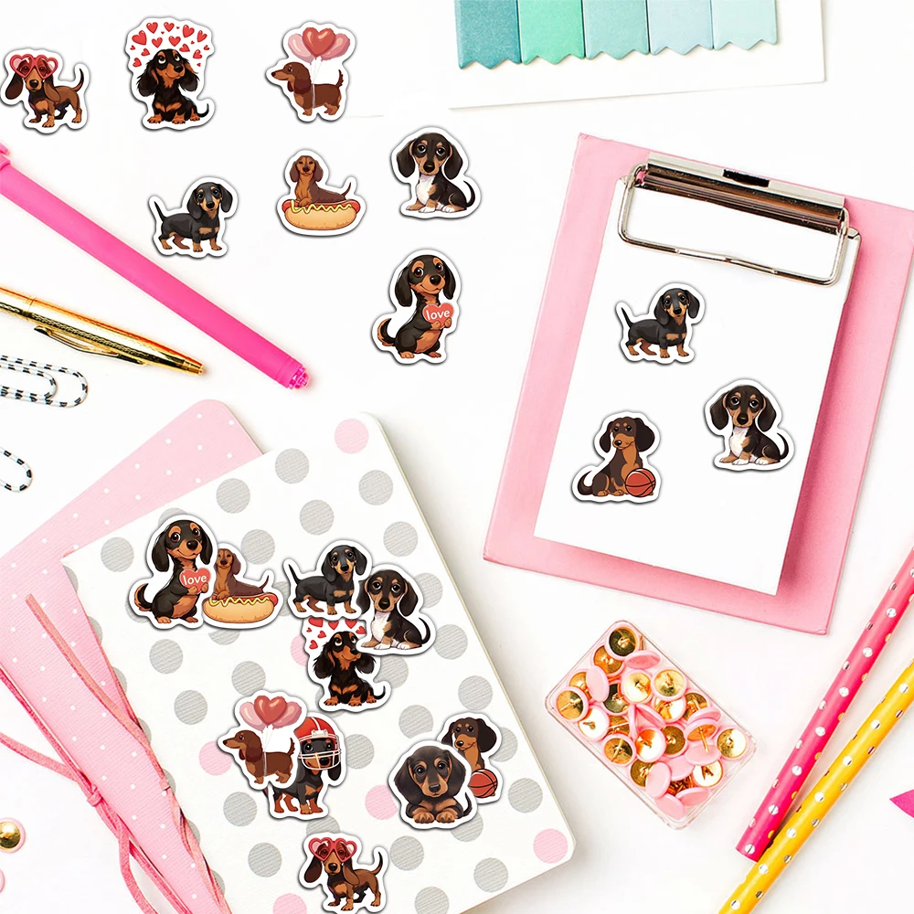 500PCS Cute Sausage Dog Cartoon Roll Sticker, Hand Account Envelope Seal Sticker, Waterproof Decorative Sticker