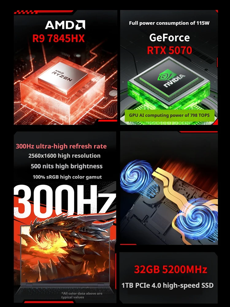 Powerful Mechrevo Gaming Laptop 16 Inch AMD R9 7845HX RTX 5070 32GB+1TB Gaming Gamer Notebook With Top Selling Laptop - Image 3