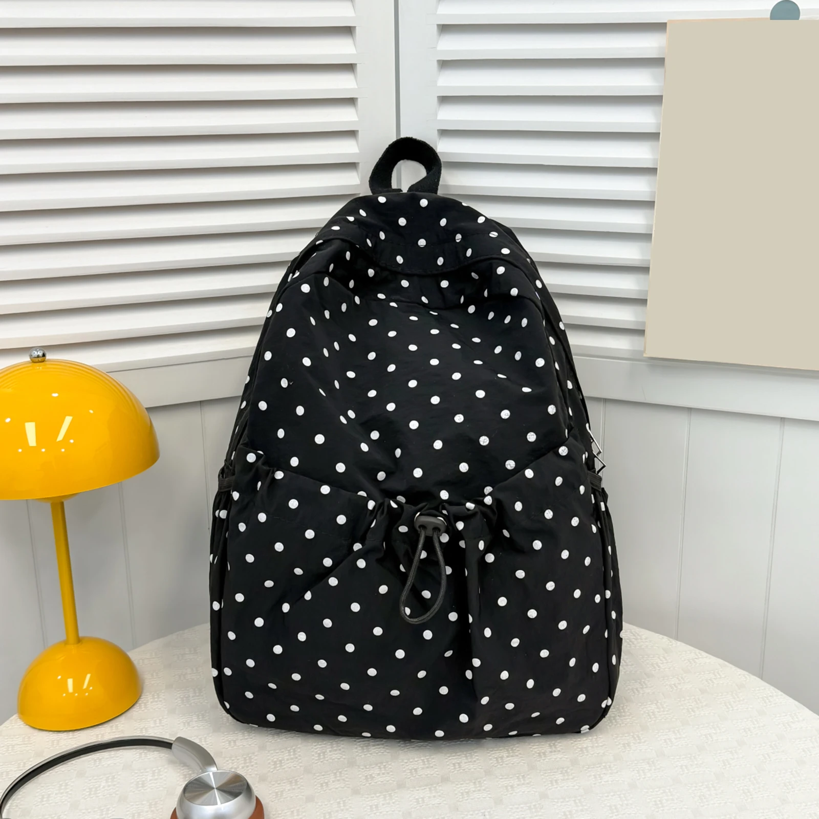 Women Nylon Polka Dot Versatile Lightweight Daypack Large Capacity Laptop Backpack Multiple Pockets for Teens Travel
