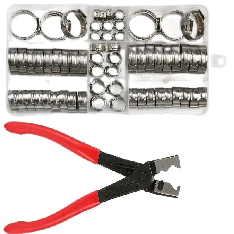 80 Stück Ohr stufenlose Klemme Edelstahl Schneckenantrieb Kraftstoff Wasser Schlauch Rohrschellen Clips ODER 1 STÜCK Schlauchschelle Klemmzange