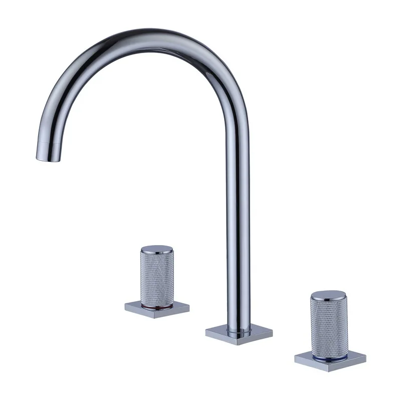 

Kaiping Youjia Sanitary Ware, Rose Gold Split Double Handle Bathroom Cabinet Split Faucet Three Hole Washbasin Faucet 30550