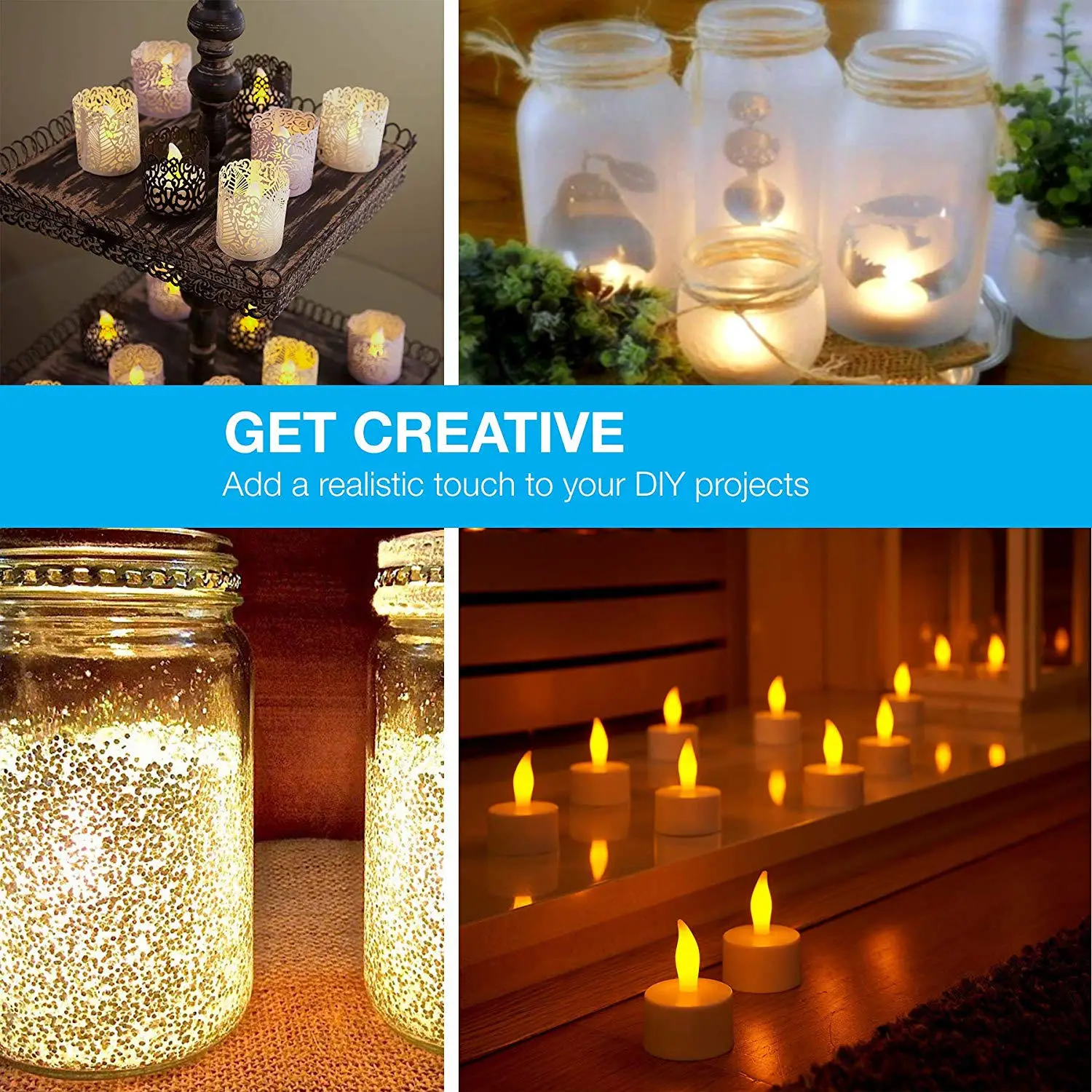 

12pcs Led Electronic Candles Flameless Realistic Tea Lights Operated Yellow Light For Home Wedding Party Decor Lighting