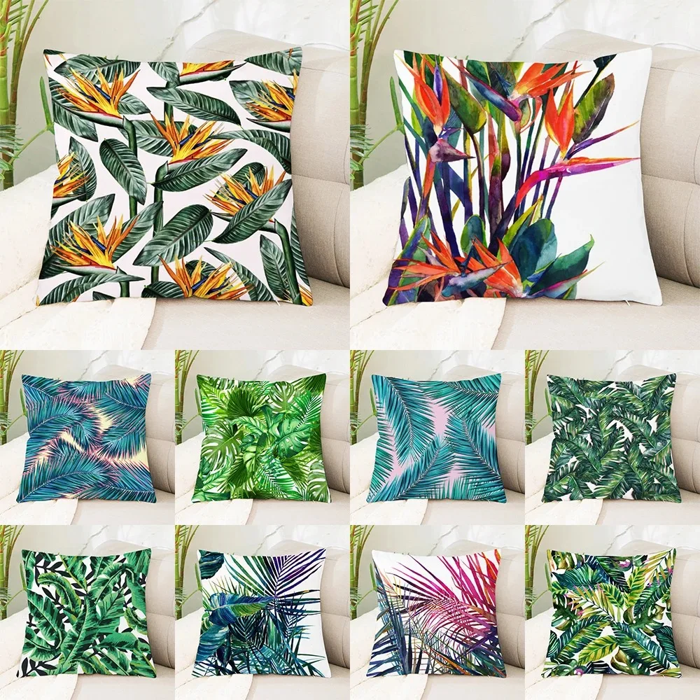 

Bedroom Decorative Pillows Tropical Plant Leaves Printed Cushion Covers Home Living Room Sofa