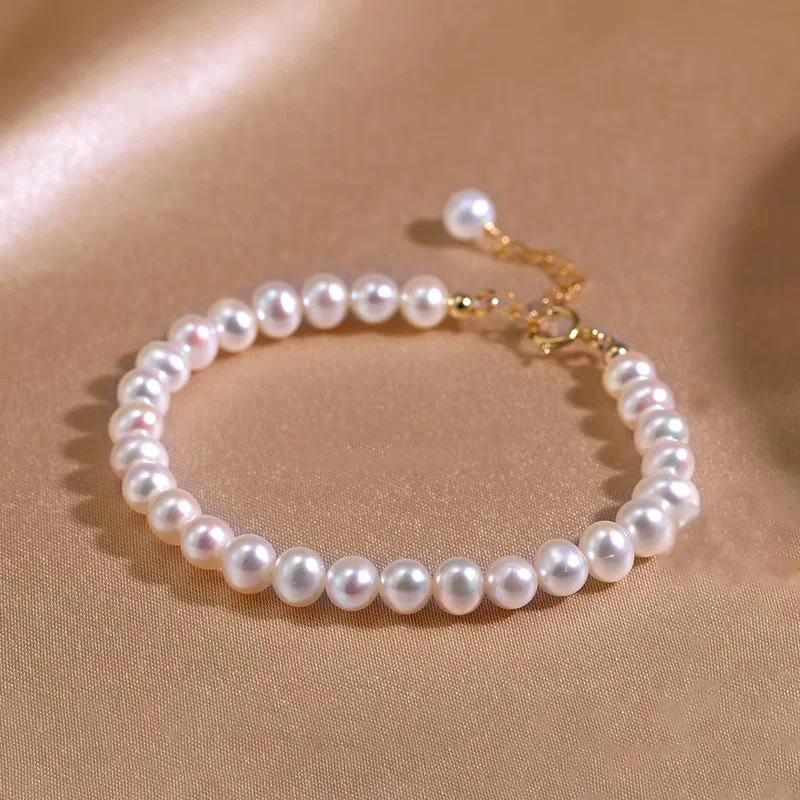 

Natural Freshwater Pearl Bracelet for Women with Fortune Tag Pendant 14K Gold Plated Fairy Style Gifts