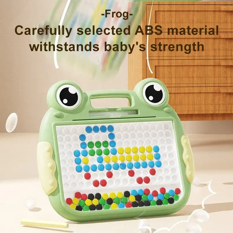 Montessori Children Magnetic Drawing Board Toys with Magnet Beads and Pen Cute Frogs Large Doodle Board for Kids Educational Toy