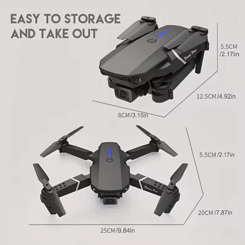 2024 E88Pro RC Drone 4K Professinal Met 3 Batterijen 1080P Groothoek HD Camera Opvouwbare Helikopter WIFI FPV Hoogte Hold Gift Speelgoed