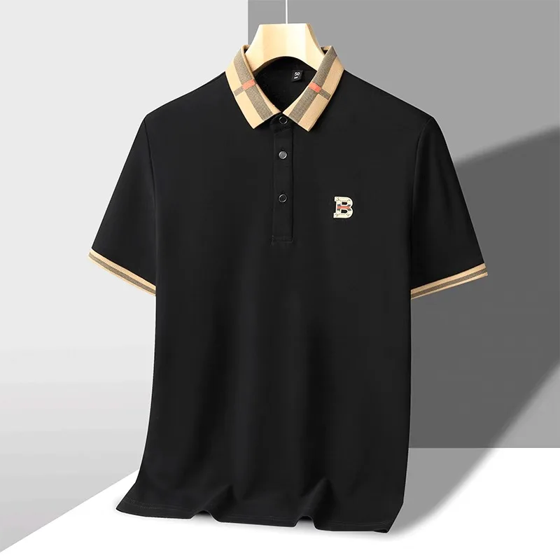 High end brand embroidered men's short sleeved pocket design polo shirt, summer new cool and breathable cotton casual T-shirt image 5