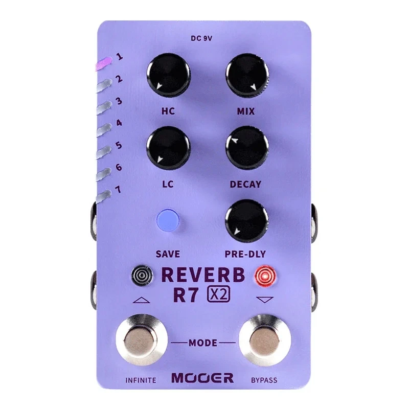 

MOOER Reverb R7 X2 Guitar Pedal 14 Stereo Reverb Effects Atmosphere/Spring/Hall/Room with Infinite Function Reverb Guitar Pedal